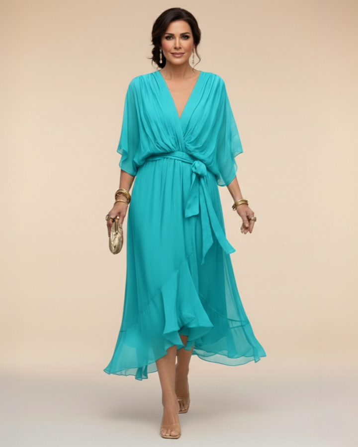 Julieta | Abito in chiffon con scollo a V