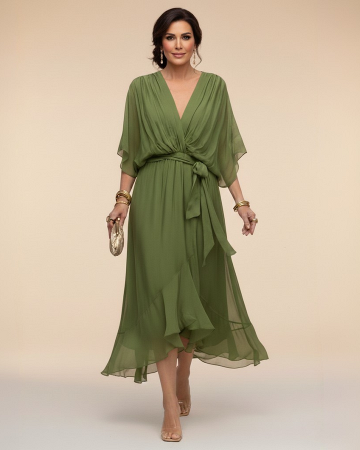 Julieta | Abito in chiffon con scollo a V