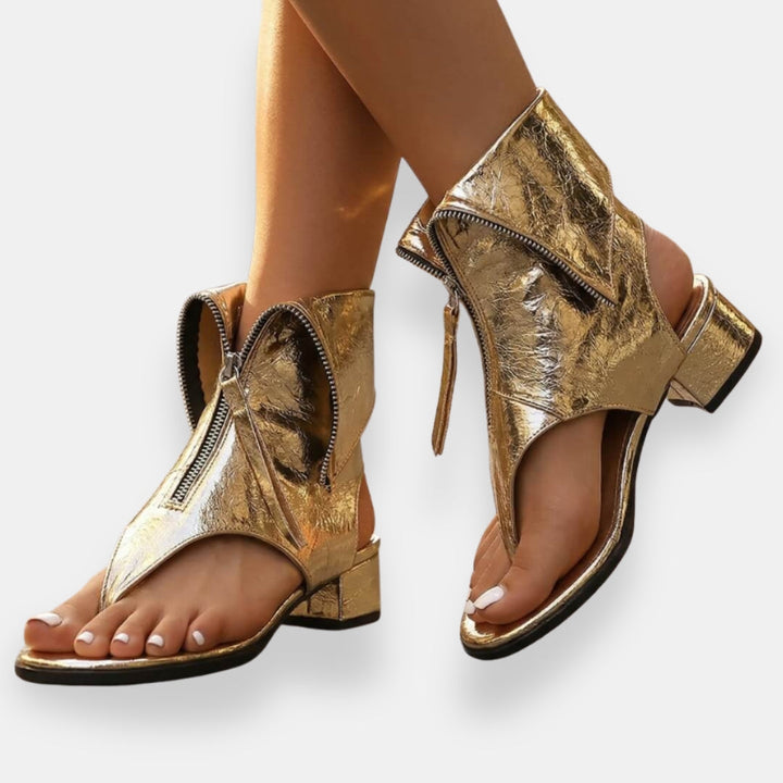 Dora | Sandali metallizzati con cerniera