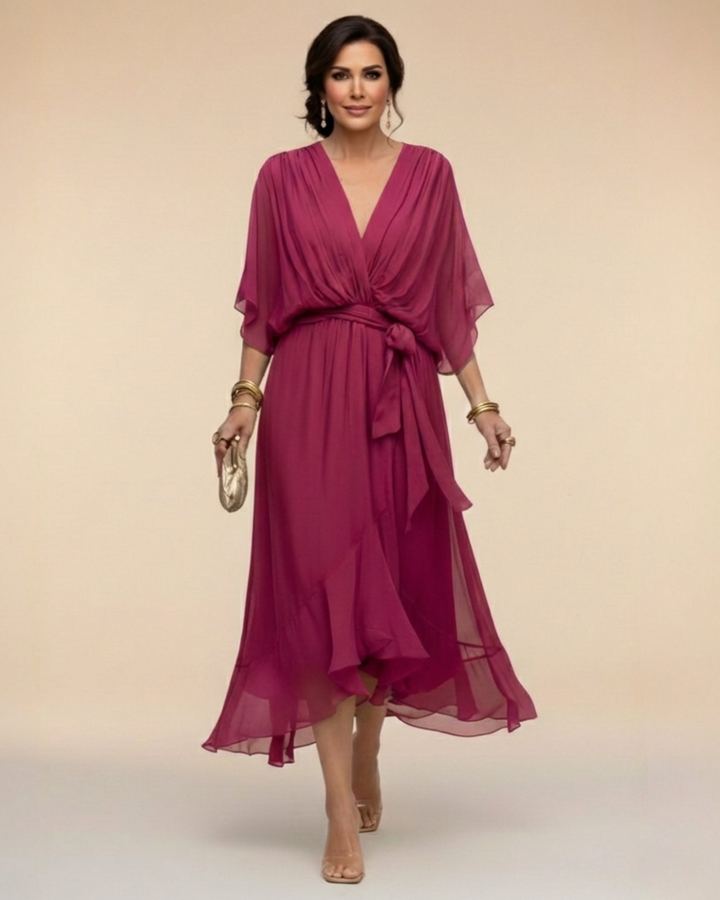 Julieta | Abito in chiffon con scollo a V