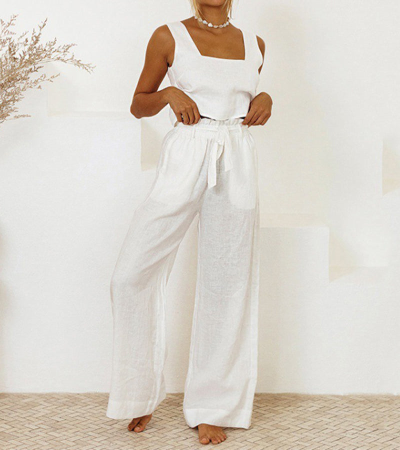 Megan - Completo Top Minimalista e Pantaloni Svasati