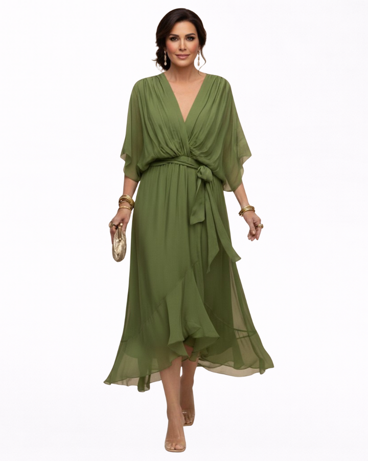 Julieta | Abito in chiffon con scollo a V
