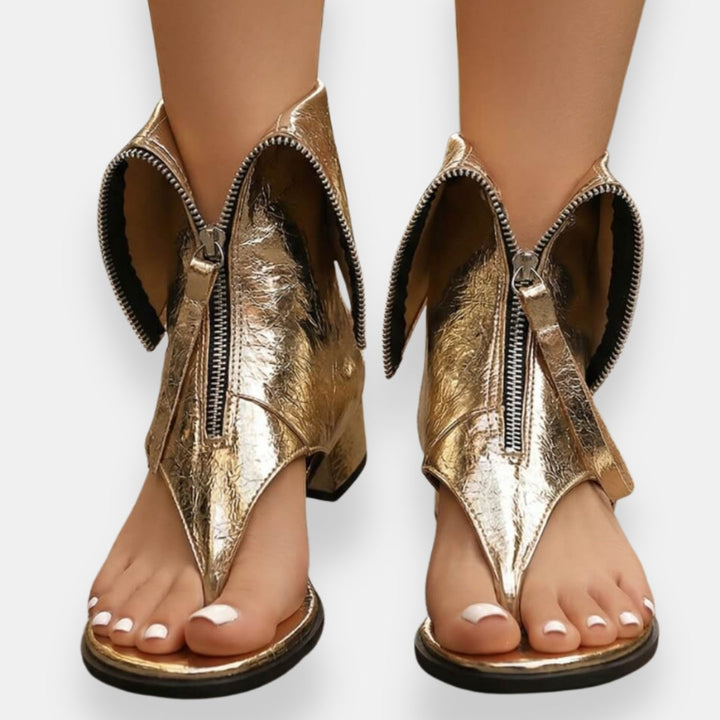 Dora | Sandali metallizzati con cerniera