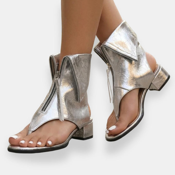 Dora | Sandali metallizzati con cerniera