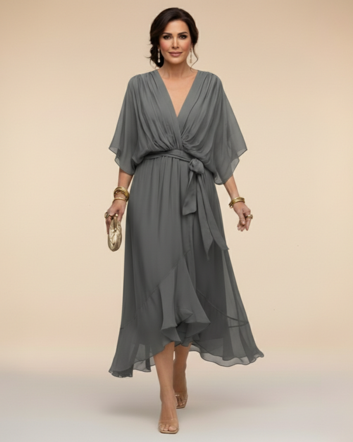 Julieta | Abito in chiffon con scollo a V