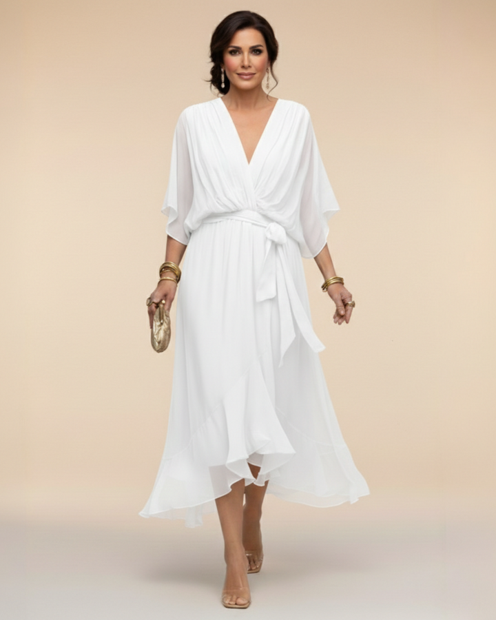 Julieta | Abito in chiffon con scollo a V