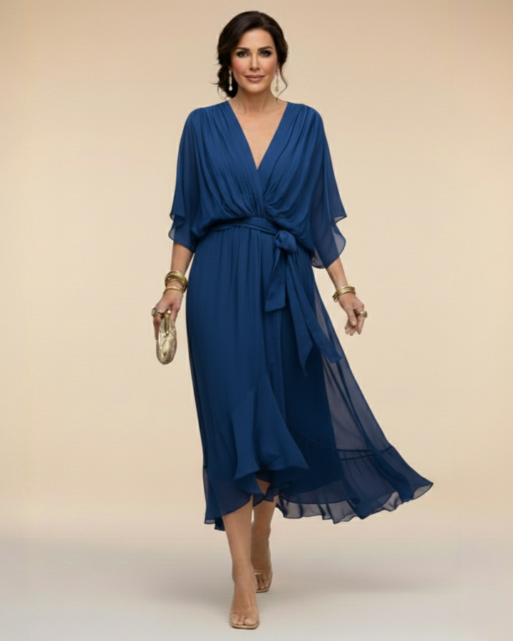 Julieta | Abito in chiffon con scollo a V