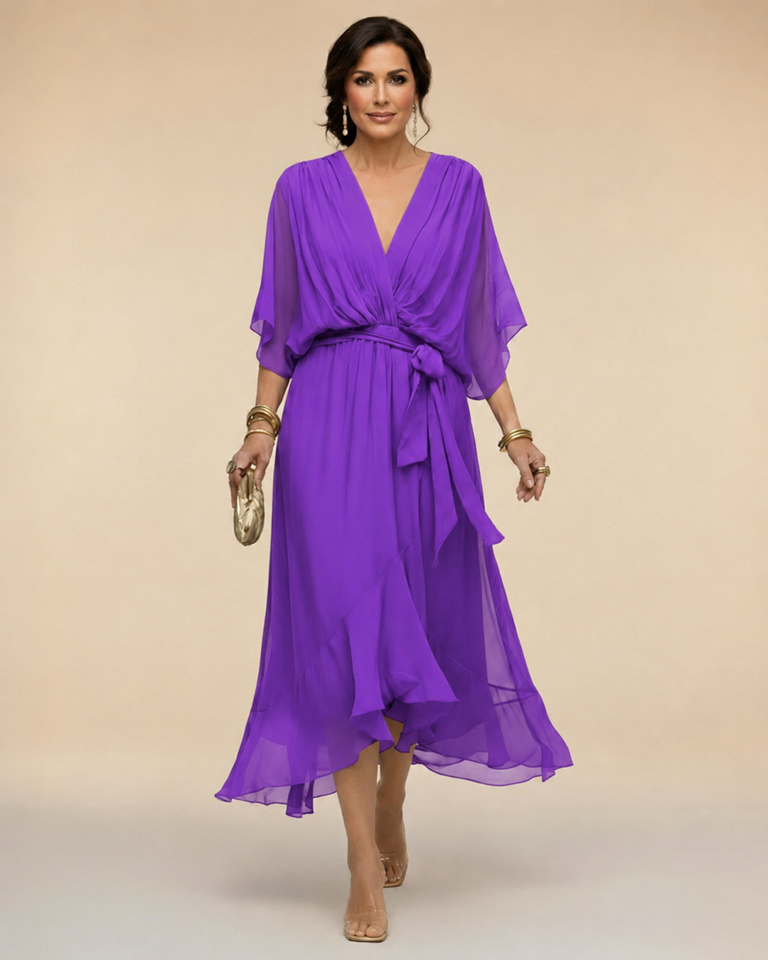 Julieta | Abito in chiffon con scollo a V