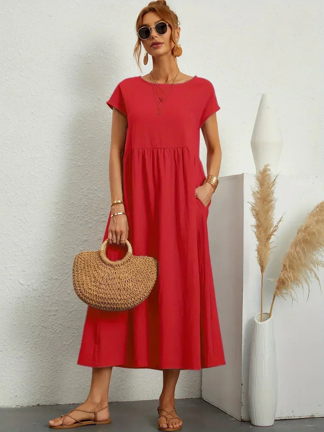 Maria — Abito midi fluido dall'eleganza senza tempo