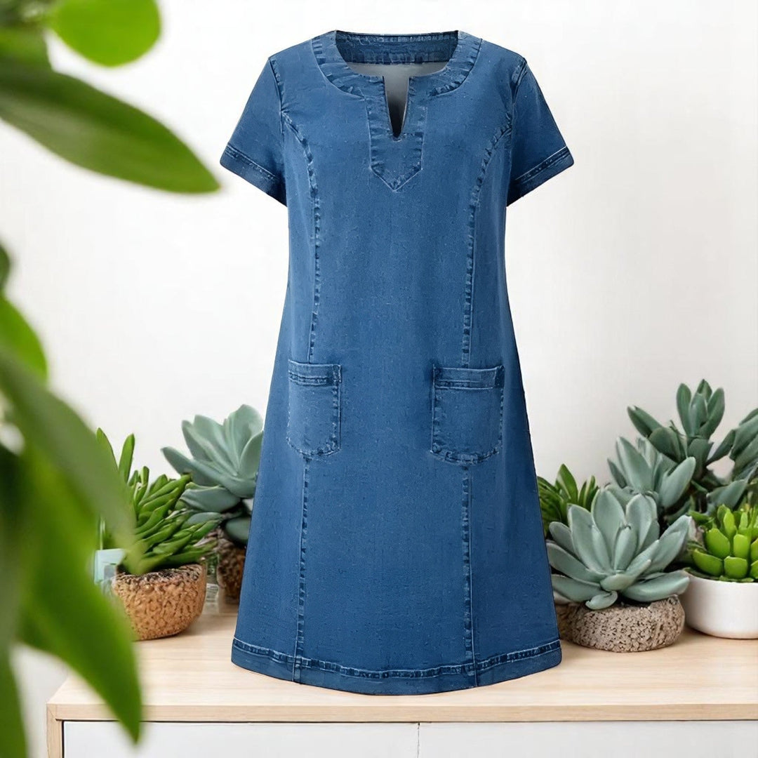 Julia | Abito in morbido denim con tasche anteriori