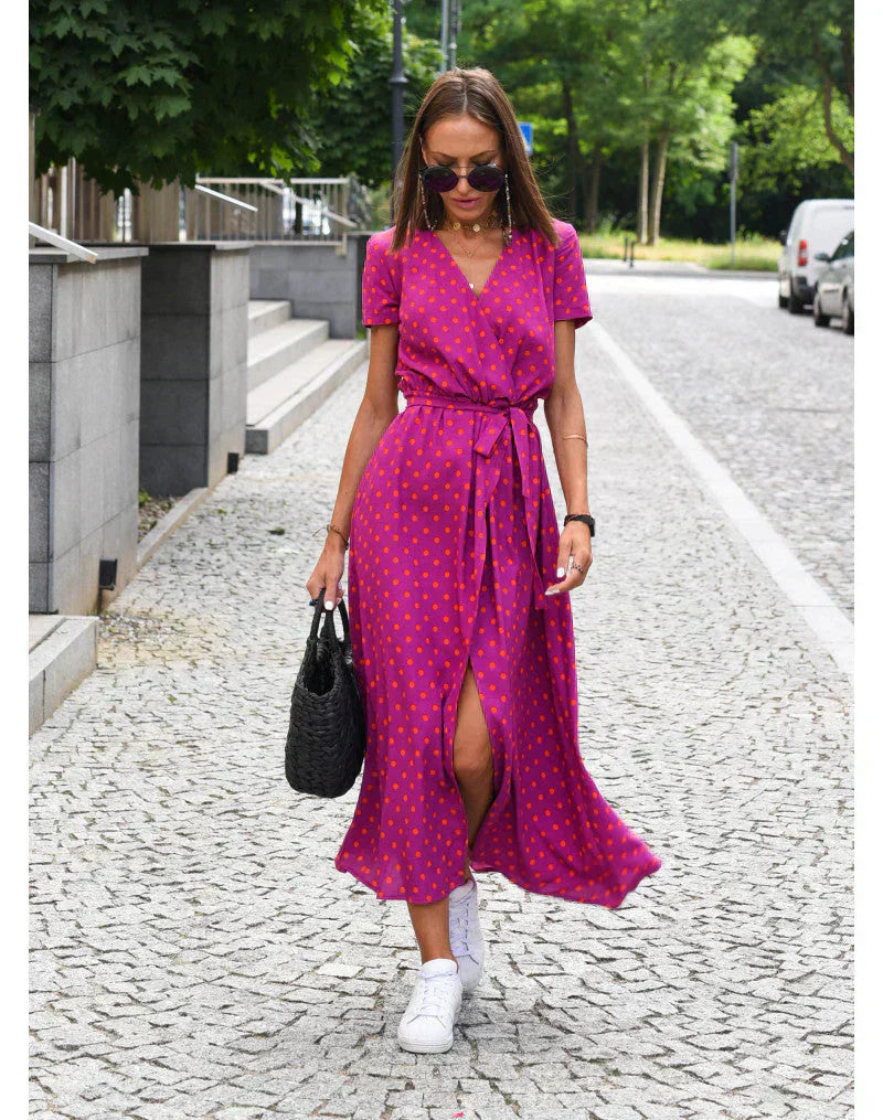 Rita - Elegante abito con scollo a V e linea modellante