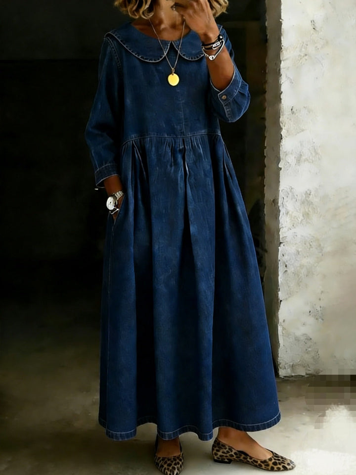 Melissa | Abito in denim a maniche lunghe con scollo rotondo