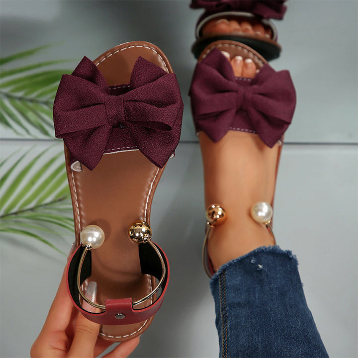 Silvia | Sandali eleganti con cinturino color perla intorno alla caviglia