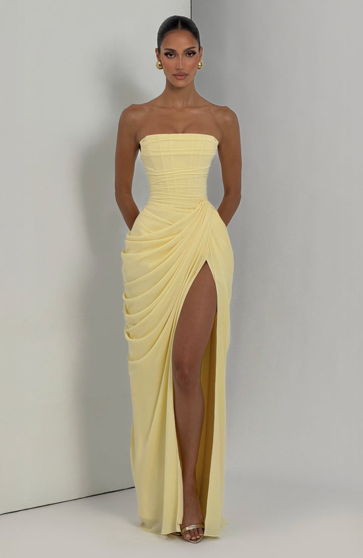 Federica - Abito lungo senza spalline dal design sofisticato