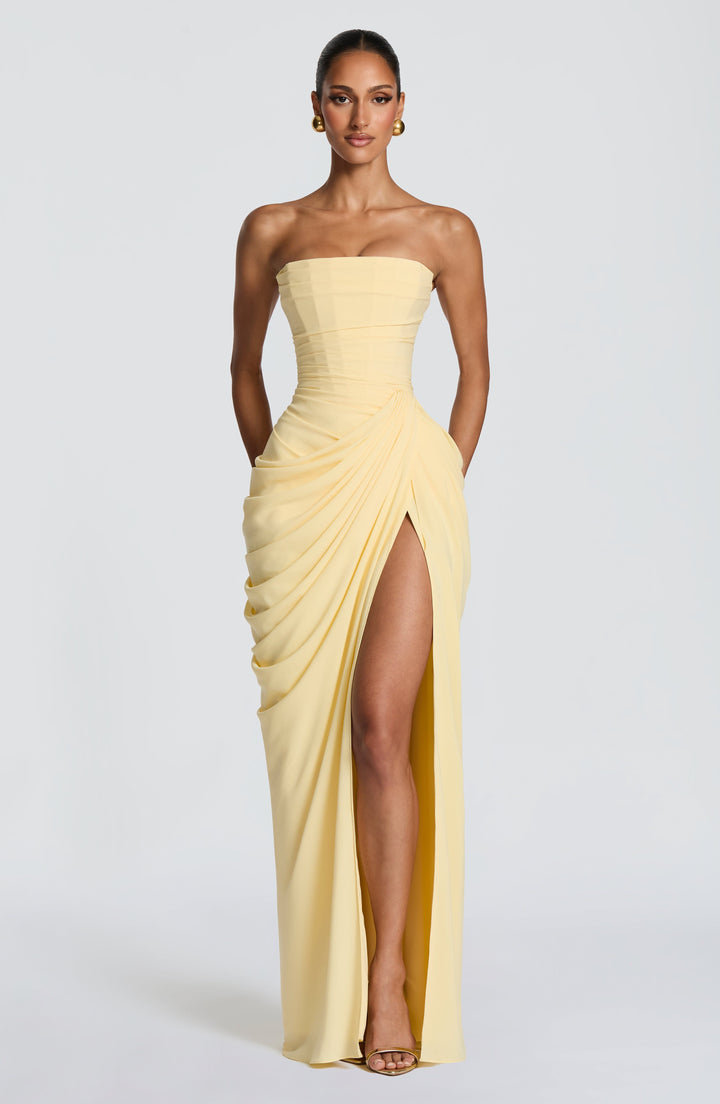 Federica - Abito lungo senza spalline dal design sofisticato