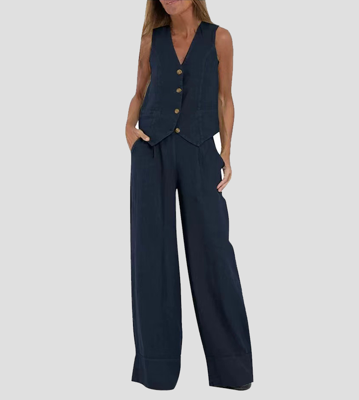 Aira - Completo Gilet Bottonato & Pantalone Largo