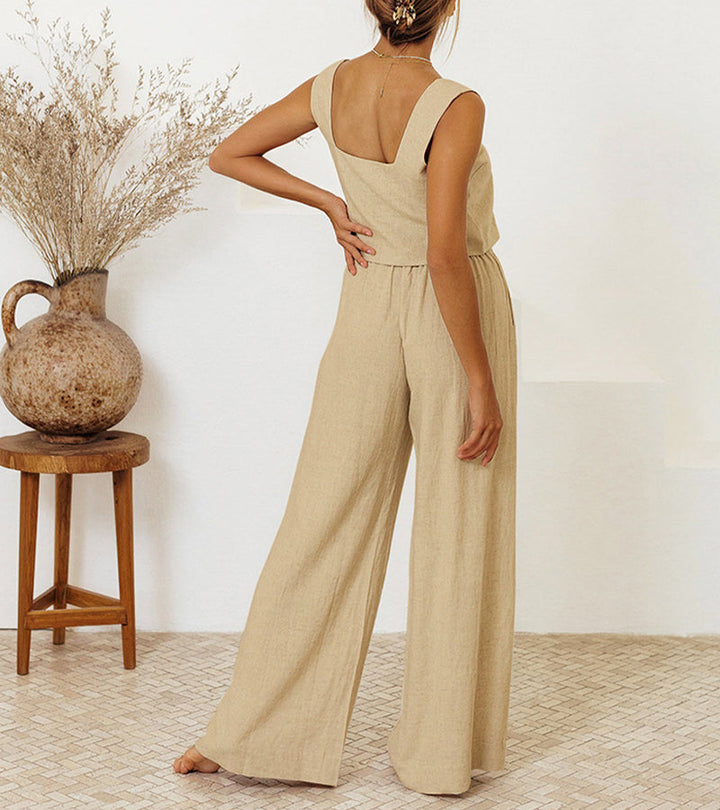 Megan - Completo Top Minimalista e Pantaloni Svasati