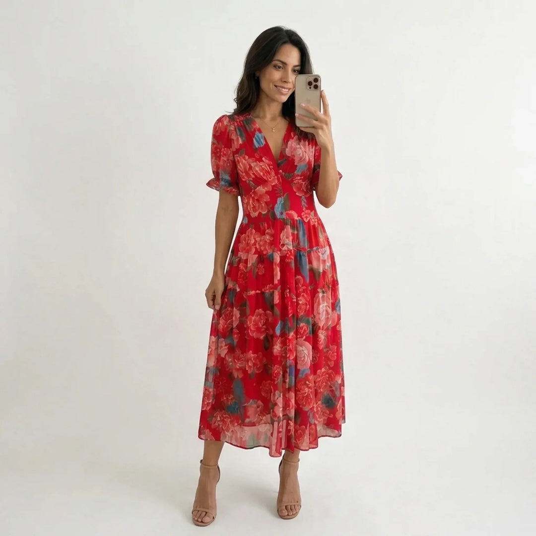 Debora – Abito a fiori con scollo a V