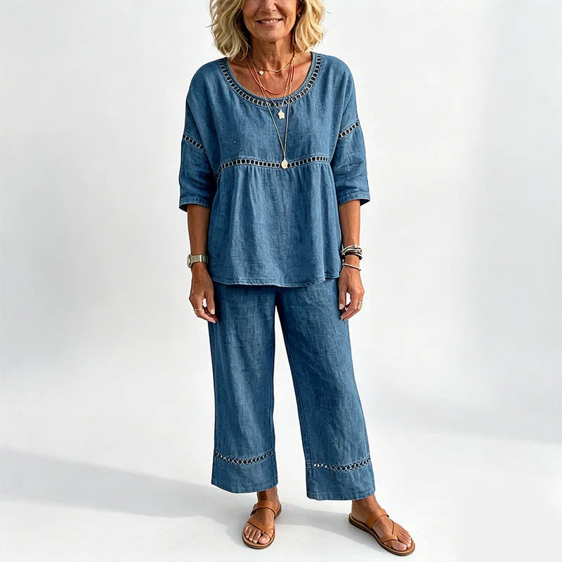 Livia - Completo casual con dettagli traforati
